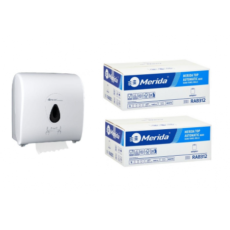 Mechaniczny podajnik Merida Top za 100zł netto + 2 kartony ręcznika papierowego Merida Automatic - celuloza