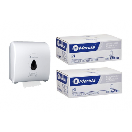 Mechaniczny podajnik Merida Top za 100zł netto + 2 kartony ręcznika papierowego Merida Automatic - makulatura bielona
