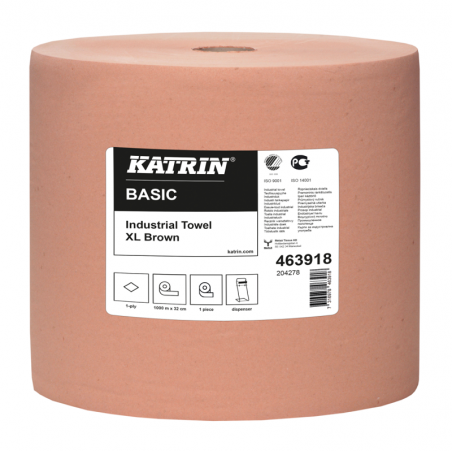 Czyściwo przemysłowe w roli Katrin Basic Industrial XL, 1 warstwa, 1000m, makulatura brązowa - 1 rolka