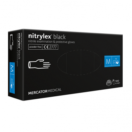 Rękawice nitrylowe Mercator Nitrylex Black M 100 szt
