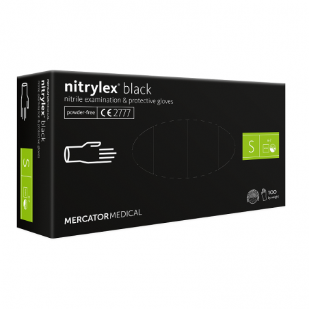 Rękawice nitrylowe Mercator Nitrylex Black S 100 szt
