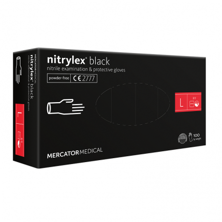 Rękawice nitrylowe Mercator Nitrylex Black L 100 szt