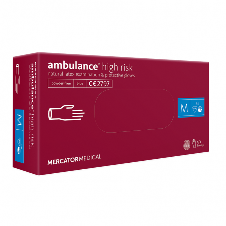 Rękawice lateksowe z przedłużonym mankietem Mercator Ambulance High Risk M 50 szt