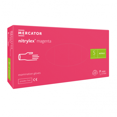 Rękawice nitrylowe Mercator Nitrylex Magenta S 100szt