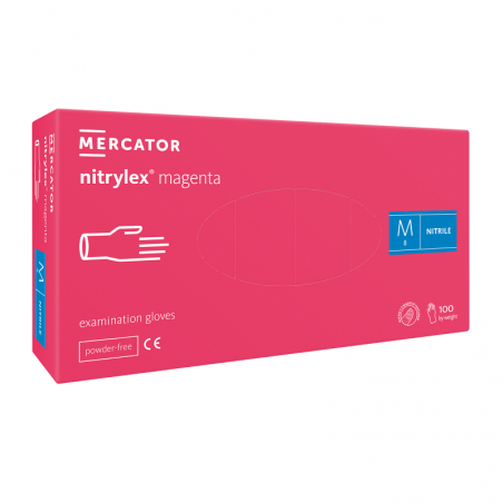 Rękawice nitrylowe Mercator Nitrylex Magenta M 100szt