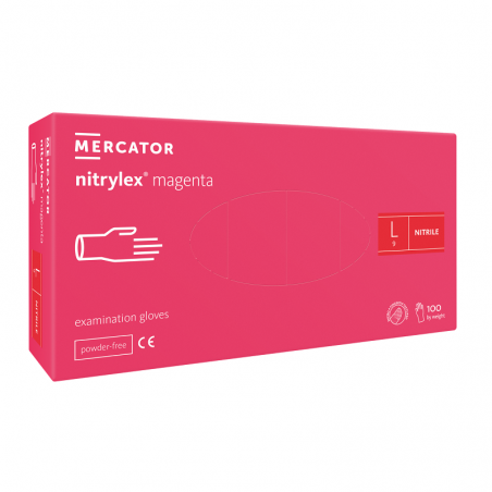 Rękawice nitrylowe Mercator Nitrylex Magenta L 100szt