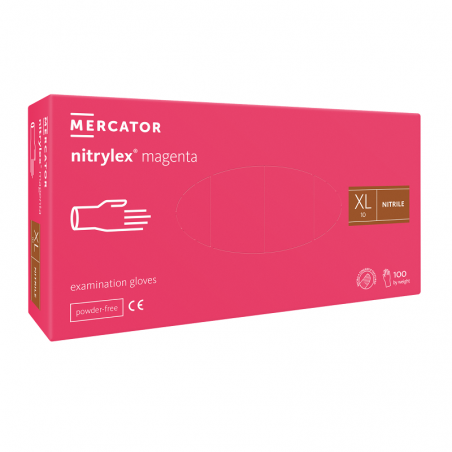 Rękawice nitrylowe Mercator Nitrylex Magenta XL 100szt