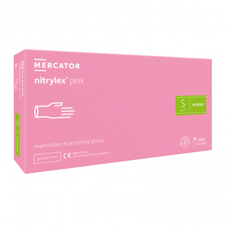 Rękawice nitrylowe Mercator Nitrylex Pink S 100szt
