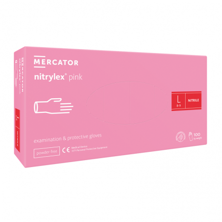 Rękawice nitrylowe Mercator Nitrylex Pink L 100szt
