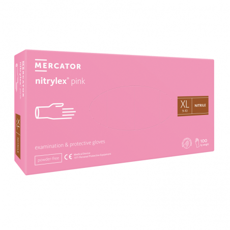 Rękawice nitrylowe Mercator Nitrylex Pink XL 100szt
