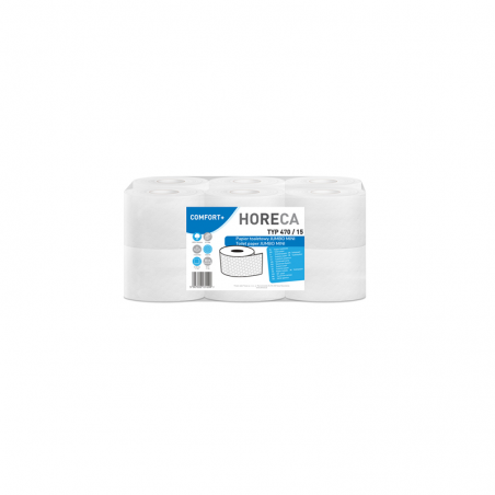 Papier toaletowy jumbo mini Horeca Comfort+ typ 470/15, 2 warstwy, 50mb, celuloza - 12 rolek